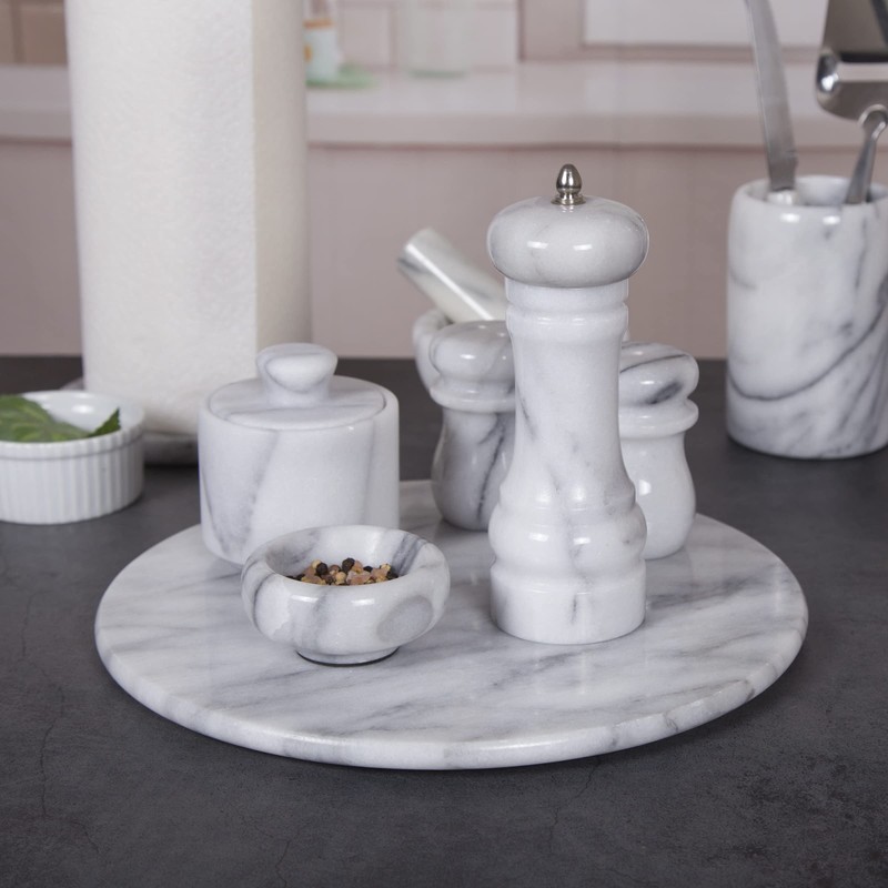 Creative Home Natural Marble Stone Pepper Spice Grinder, 2-3/8" Diam.