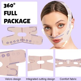 VURYAPI Face Lifting Bandage, Face Bandages, Tightening Protective Mask, Tightening, Face Mask of Double Chin, Reduce Pull-Up Plasters (Pink)