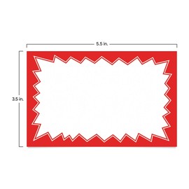 Sale Signs for Retail Stores 50pcs, 3.5" x 5.5" | Red Starburst Paper Card Price Tags for Yard Sale, Garage Sale