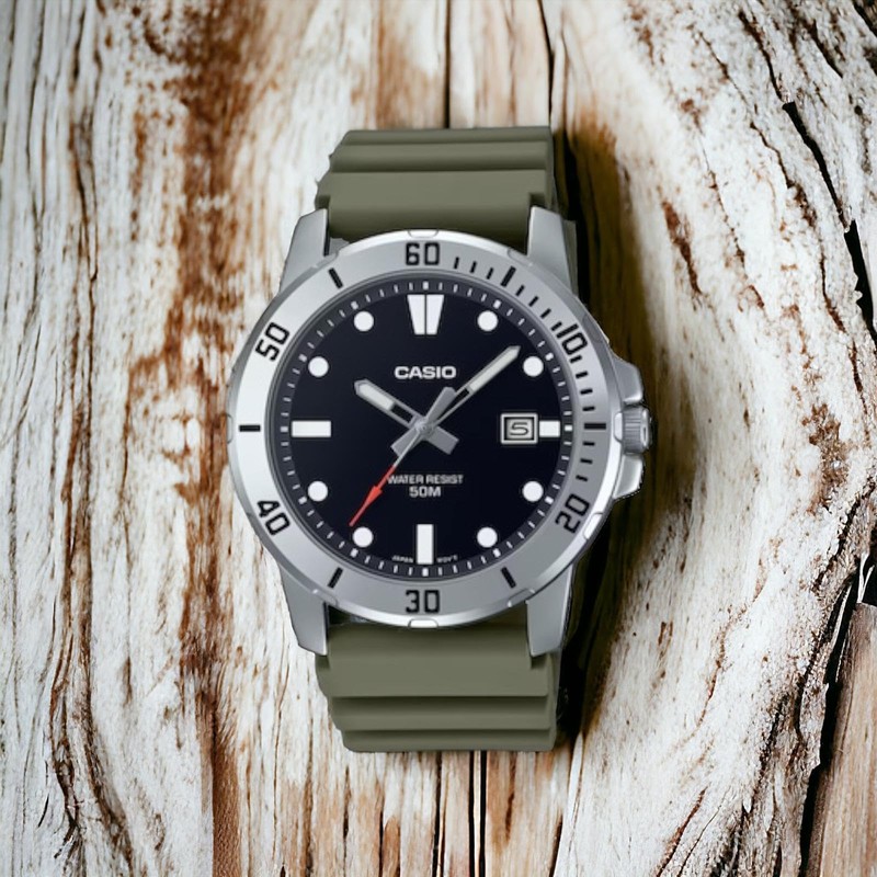 Casio MTP-VD01-1EVUDF Men's Black Dial Watch, multicoloured, Strap.