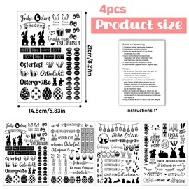 Pack of 4 A5 Rub On Stickers, Easter, Rub On Foil, 21 x 14 cm Foil Transfer Sticker, Easter Transfer Sticker, Easter Sticker, Easter Eggs, Easter Bunnies, Rub Ons Sayings for Glass, Wood, Furniture,