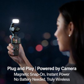 ZEXIBATH for DJI Osmo Pocket 4 Fill Light,Magnetic Attachment Fill Light for Pocket 4 only,3-Level Color and Brightness, Soft Portrait Light for Night & Backlit Selfies, Physical Beauty Light