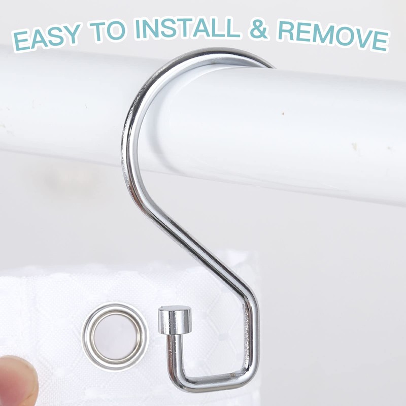 Goowin Shower Curtain Hooks, 12 Pcs S Shape Shower Curtain