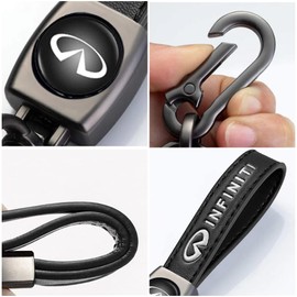 Genuine Leather Key Chain for Infiniti QX50 Q50 Q70 Q70L Q60 QX30 QX60 QX80, Keychain for Men and Women Accessories Family Present Black