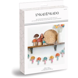 Inkadinkado 62-01195 Mushroom Garland Adult's and Kid's Paper Craft Art Kit, 3.5" x 49", Multicolor, 30 Pieces