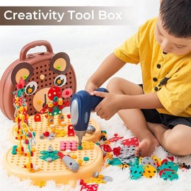 Magic Montessori Play Toolbox, Magic Montessori Play Toolbox Bear, Montessori Toolbox with Drill, Montessori Play Toolbox with Drill, 2024 New Creativity Tool Box with Drill for Kids