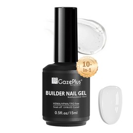 GazePlus Builder Nail Gel, 15ml 10-in-1 Clear Builder Gel for Nail Thickening Nail Strengthener Extension Gel Nail Extension Hard Gel Builder Bases Gel Long-lasting
