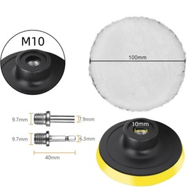 Norhogo 8-Piece Car Polishing Set, 100 mm Wool Polishing Pads, 5 Pieces Car Polishing Pads, Car Polishing Pads with M10 Drill Adapter and Hex Adapter