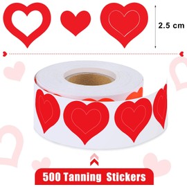 Crtiin - Rollo de 500 pegatinas de bronceado para el cuerpo, tomar el sol, bronceado, cama, calcomanías perforadas, autoadhesivas, para suministros de salón de interiores y exteriores (patrón de