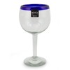 NOVICA 162788"Sapphire Globe Blown Wine Glass, Set of 4, 7.5"