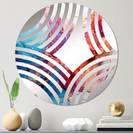 DesignQ Soda wall mirror, Oval 0 mirror, Round Coral bathroom mirror, Soda vanity mirror Coral Blend Bubbles I printed mirror decor, round mirror 24 inch