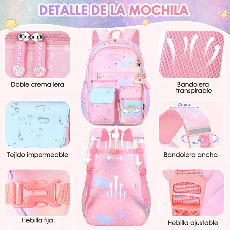 Nasa Mochilas Escolares Para Niñas De Primaria, 7 Piezas Gran