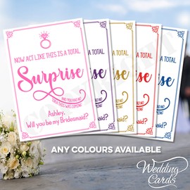 Wedding Cards FUNNY Now act like this is a total Surprise Will you be my Bridesmaid Maid of Honour Matron Flower Girl Chief Junior Mate (White Matte Paper 300 gsm, Foldable Card)