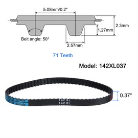 sourcing map 142XL 037 Timing Belt 71 Teeth Rubber Geared Cogged Belt, 0.37" Width, 0.20" Pitch Synchronous Timing Belt
