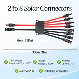YUFFQOPC Y Solar Branch Parallel Connector,2 to 8 Photovoltaic Connectors,PV Adapter Y Solar Cable,Solar Branch Adapter 6mm² 30A DC1000V