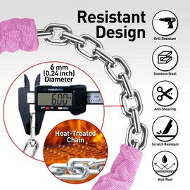 DaShield Bike Chain Lock Security 5 Digit Resettable Combination, 38.6 inches Heavy Duty Anti Theft Lock Chain for Bicycle, Motocycle, Scooter, Gate, Fence (Pink, 3.2ft)