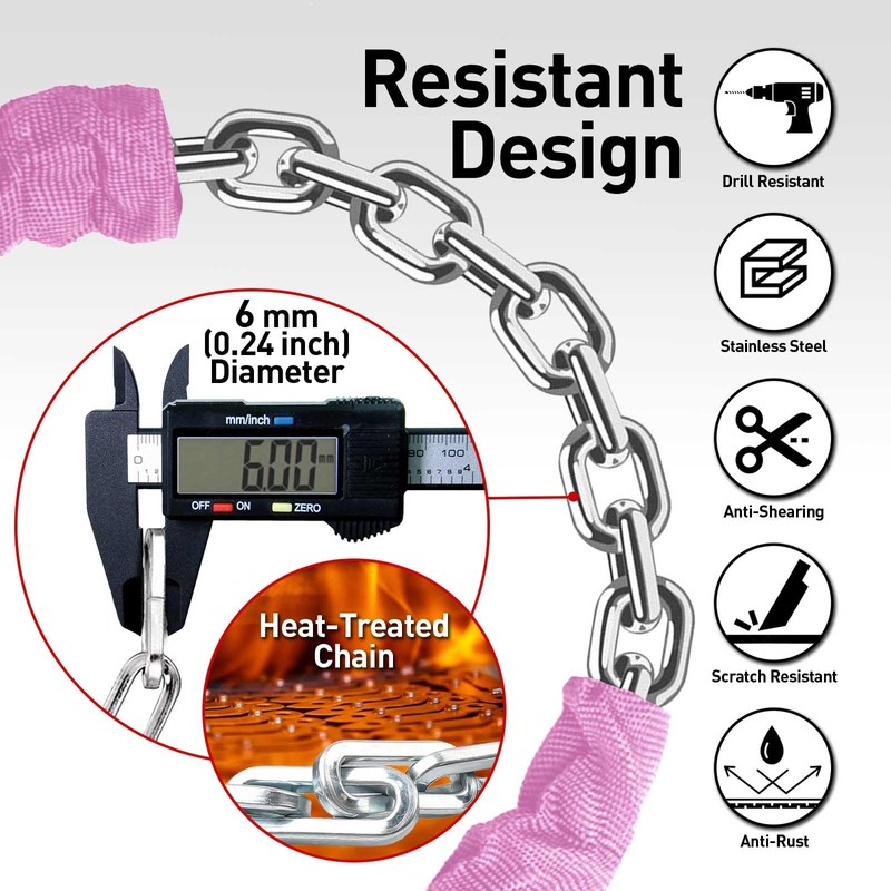 DaShield Bike Chain Lock Security 5 Digit Resettable Combination, 38.6