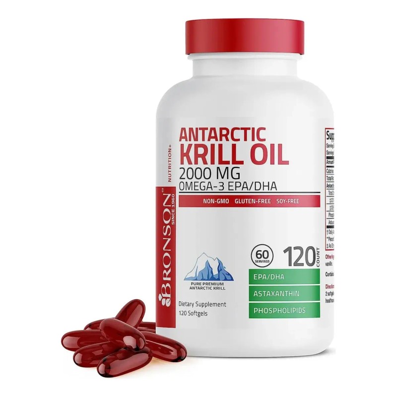 Aceite de Krill Antártico Bronson 2000mg Omega-3 EPA DHA 120