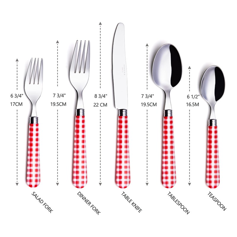 ANNOVA Silverware Set 20 Pieces Stainless Steel Cutlery Color Handle