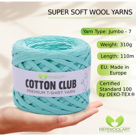MeriWoolArt® Premium Cotton for Crochet and Macrame, 10mm x 110m Quality Cotton Yarn, T-Shirt Yarn for Handbag, Carpets, Plant Baskets, Throw Pillows and Macrame Wall Hanging or Gift Ribbon