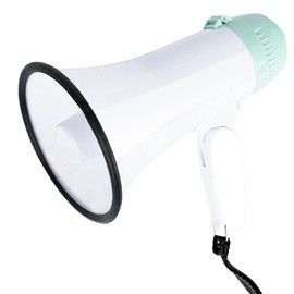 MyMealivos Portable Megaphone Bullhorn 20 Watt Power Megaphone Speaker Voice and Siren/Alarm Modes with Volume Control and Strap (White&Green)