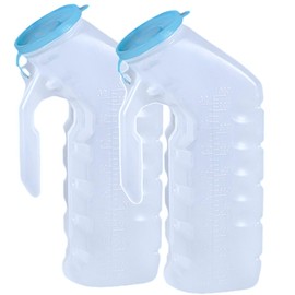 Vakly Male Urinal with Glow in The Dark Cover [2 Pack 32oz] Portable Urine Pee Bottles with Handle & Leak-Proof Lid for Men - Used in Hospitals & Home for Incontinence, Emergency, Travel and Camping