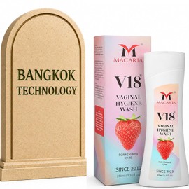 Macaria V18 Jabón De Higiene Íntima Para Mujeres Y Niñas, Con Aceite De Árbol De Té, Ácido Láctico Y Aroma A Fresa, Bloquea El Olor Y Protege La Zona Vaginal Y Genital, 100ml
