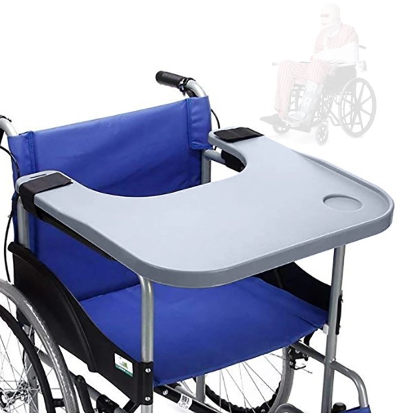 N/A Removable Wheelchair Tray Table with 2 Cup Holders -