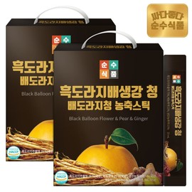 Pure Food Black Doraji Pear Ginger Green Stick 2 Boxes (200 Packets) Economical Doraji Pear Juice / 순수식품 흑 도라지 배 생강 청 스틱 2박스(200포) 실속형 도라지배즙