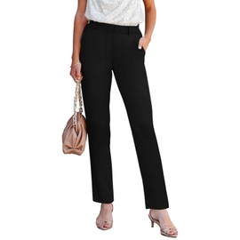 NIMIN Womens Work Dress Business Casual Pants High Waisted Office Trousers Straight Leg Ankle Slacks Pockets 2025 Summer Outfits Black Medium