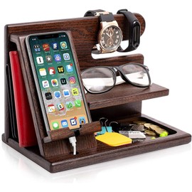 Bluelander Organizador para Celular, Relojes, Llaves, Cartera, Accesorios para Hombre, Base de Celular para la Oficina y el Hogar, Múltiples Espacios para Buro y Escritorio, Regalo para Papá