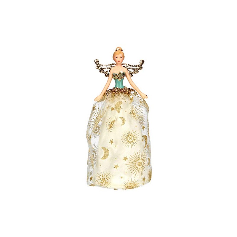 Gisela Graham Celestial Cream & Gold Tree Top Fairy 18