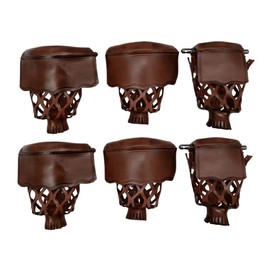 Joy's Billiard Pool Table Pockets, Leather Pool Table Pockets, Billiard Pockets, Made of Real Leather, Classic Smooth Shield, Walnut Color, Set of 6