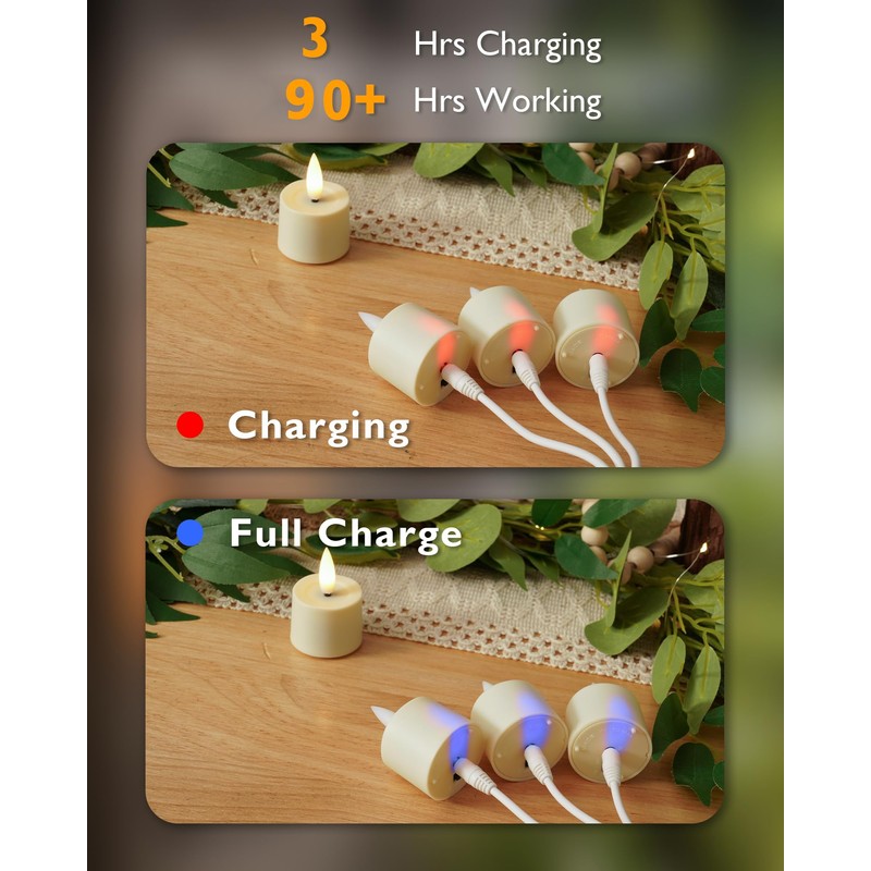 BEICHI Rechargeable Candles, Tea Lights Candles Battery Operated with Remote,