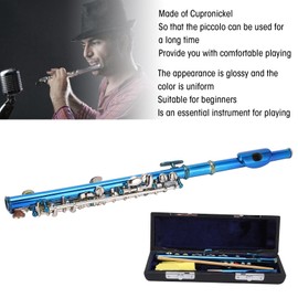 Blue Cupronickel Piccolo Flute French 6 Holes Beginner Instrument E Key for Music Lovers