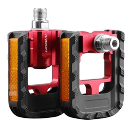 KABON Folding Bike Pedals, Bicycle Foldable Pedals with Aluminum, Universal 9/16 inch Non-Slip Cycling Pedals for Folding Bike, BMX Bike, Road Bike, Mountain Bike MTB (New Red)