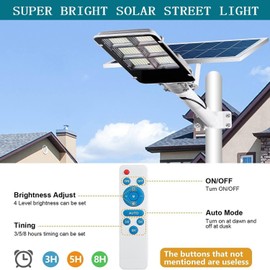 Unbranded 2000W Commercial LED Solar Street Lights Outdoor Ultra Daylight IP67 Waterproof