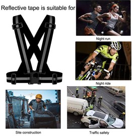 Maotrade 1 x High Visibility Cycling Vest and 2 x Reflective Tape with Velcro Fastening Adjustable Reflective Vest for Women Men Children Adults Jogging Running Motorcycle