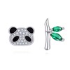 Panda Earrings for Women 925 Sterling Silver Asymmetrical CZ Panda