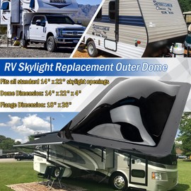 RV Skylight Outer Dome,18"x 26" OD Universal Skylight Fits All Standard 14" x 22" Skylight Openings, RV Shower Skylight for Camper Trailer Fifth Wheel Motorhome Truck (Smoke)