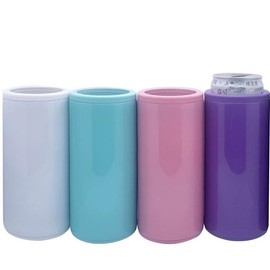 12oz Blank Sublimation Can holder Cooler With screw on Lid Straight Tumblers Stainless Double Insulated - Color: Purple