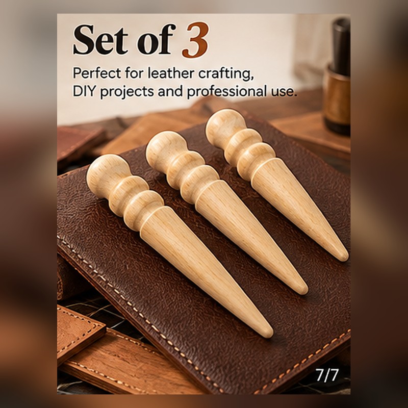 Wooden Leather Edge Burnisher – 14.5cm Grooved Slicker