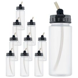 Master Airbrush (Pack of 10 TB-008 Empty 2.7-Ounce (80cc) Plastic Jar Bottles with 30° Down Angle Adaptor Lid Assembly - Fits Dual-Action Siphon Feed Airbrushes, Use with Master, Badger Paasche Iwata