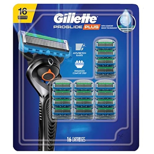Gillette Proglide Plus Anti Friction Enhanced Comfort Strip Cartridge Blades - 16 Count