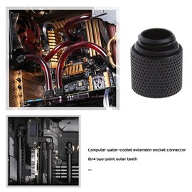 YINETTECH 4pcs G1/4 Black Water Cooling Extension Adapter 15mm Brass with O- Ring Rubber Extended Plat for Computer Water Cooling System