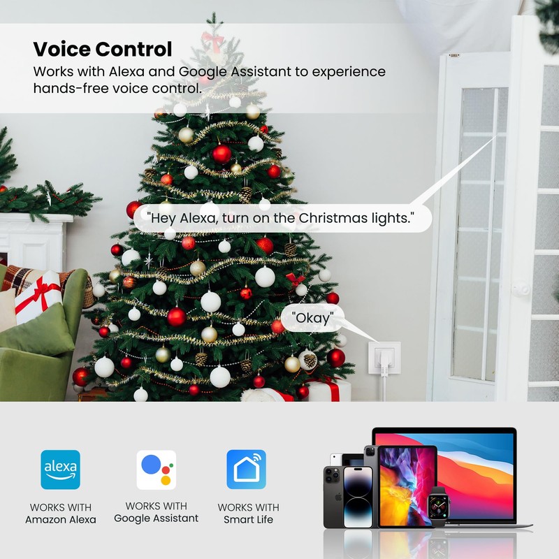 UPXNBOR WiFi Smart Plug 1 Pack, Alexa & Google Assistant