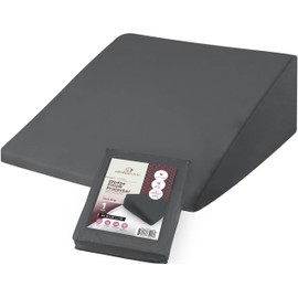 CirclesHome Wedge Pillow Cover 100% Cotton, Zippered Wedge Pillow Case Protector, Soft, Hypoallergenic & Breathable -Dark Grey, (24Wx25Lx12)