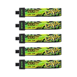 BETAFPV 5pcs Lava II 1S 280mAh Battery 3.8V 95C LiHV Battery with BT2.0 Connector Compatible with 1S Tiny Whoop Drone Quadcopter Like Cetus FPV Kit, Air65, Meteor65 Pro 1S Brushless Drones