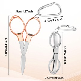 Pack of 2 Mini Scissors Folding Scissors Key Ring Folding Scissors Craft Cutter Tape Small All-Purpose Scissors Safe Foldable Pocket Scissors for Family, Travel, Crafts, Camping, Outdoor