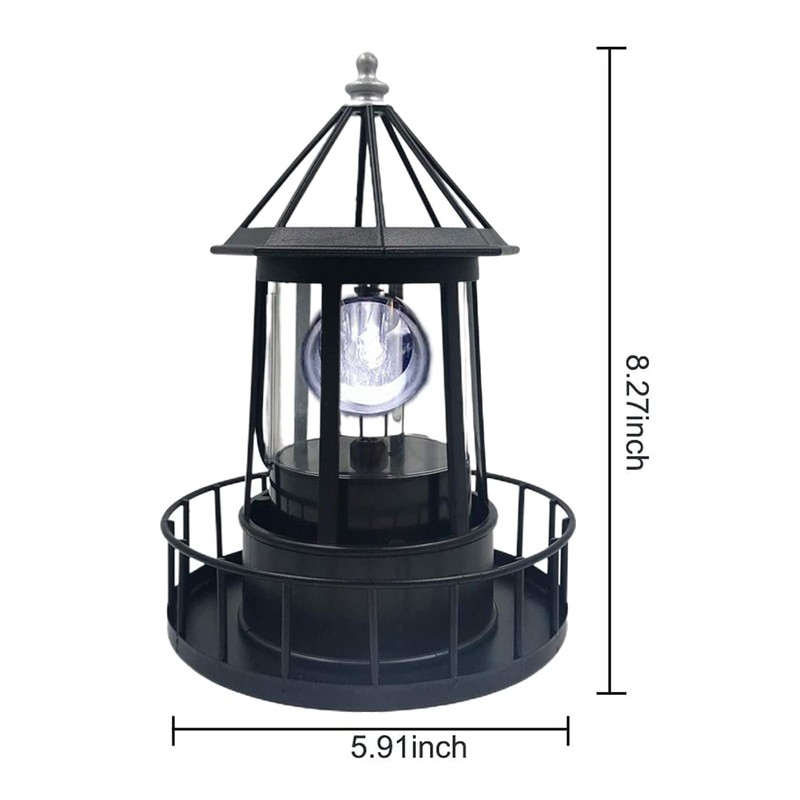Rowzzi LED Solar Powered Lighthouse, 360 Degree Rotating Lamp Courtyard